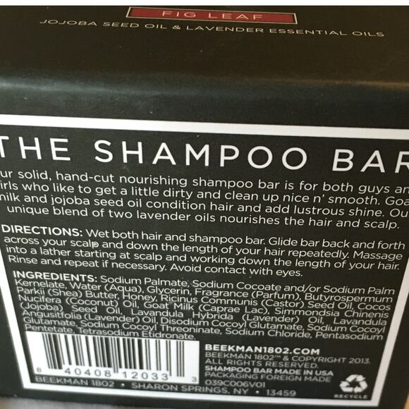 Beekman 1802 FIg Leaf shampoo bar NIB goat milk environmentally friendly - Picture 1 of 4